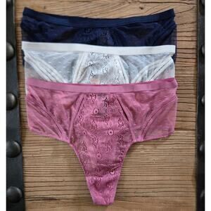 Victoria's Secret Very Sexy High Waist Lace Thong Bundle Sz XS New 3 pieces